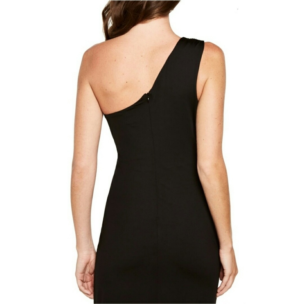 {Bardot} Black One Shoulder Maxi Mid Calf Dress SM - Picture 3 of 8